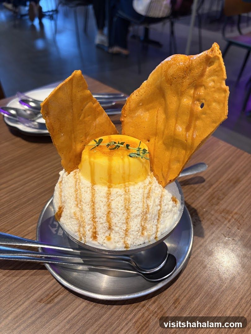 Dessert with Honeycomb and Caramel Drizzle