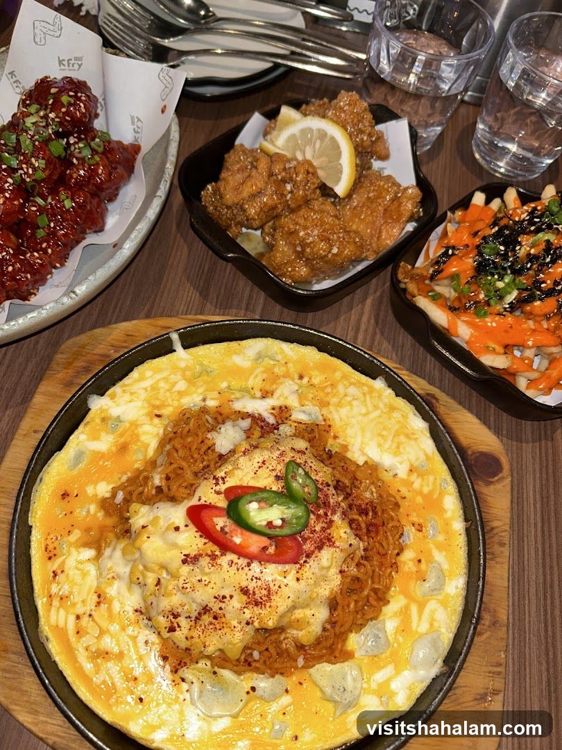 Korean Fried Chicken and Cheesy Noodles