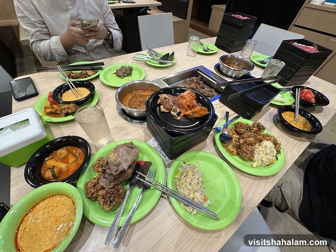 Table with Korean BBQ Food