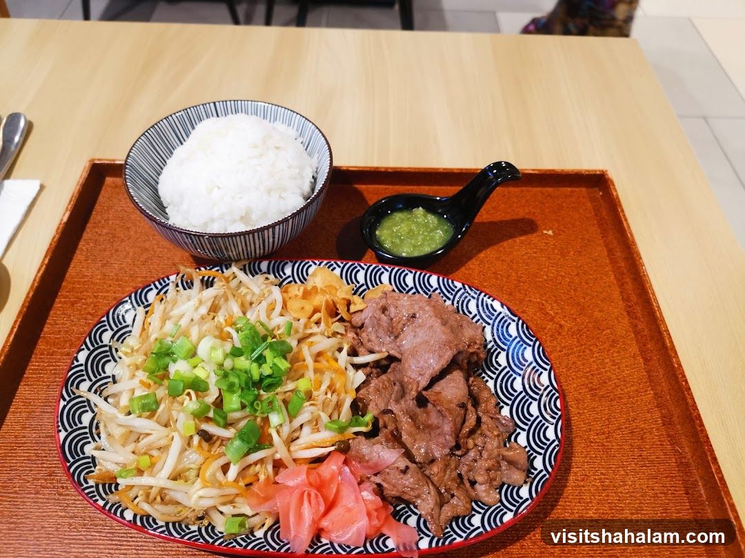 Beef and Bean Sprout Stir-fry with Rice