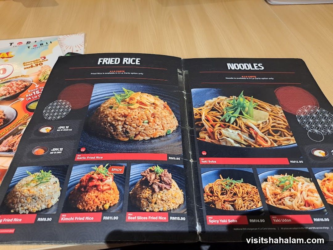 Fried Rice and Noodles Menu