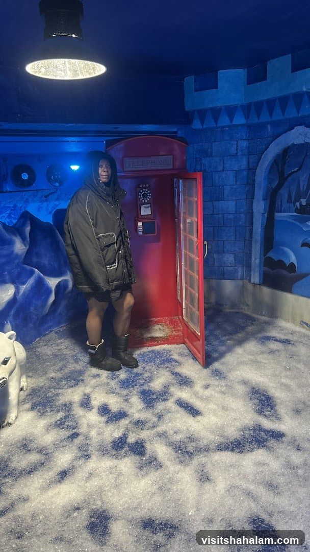 Person in a winter-themed room