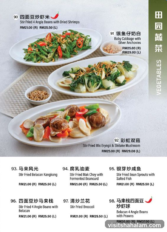 Vegetables Menu