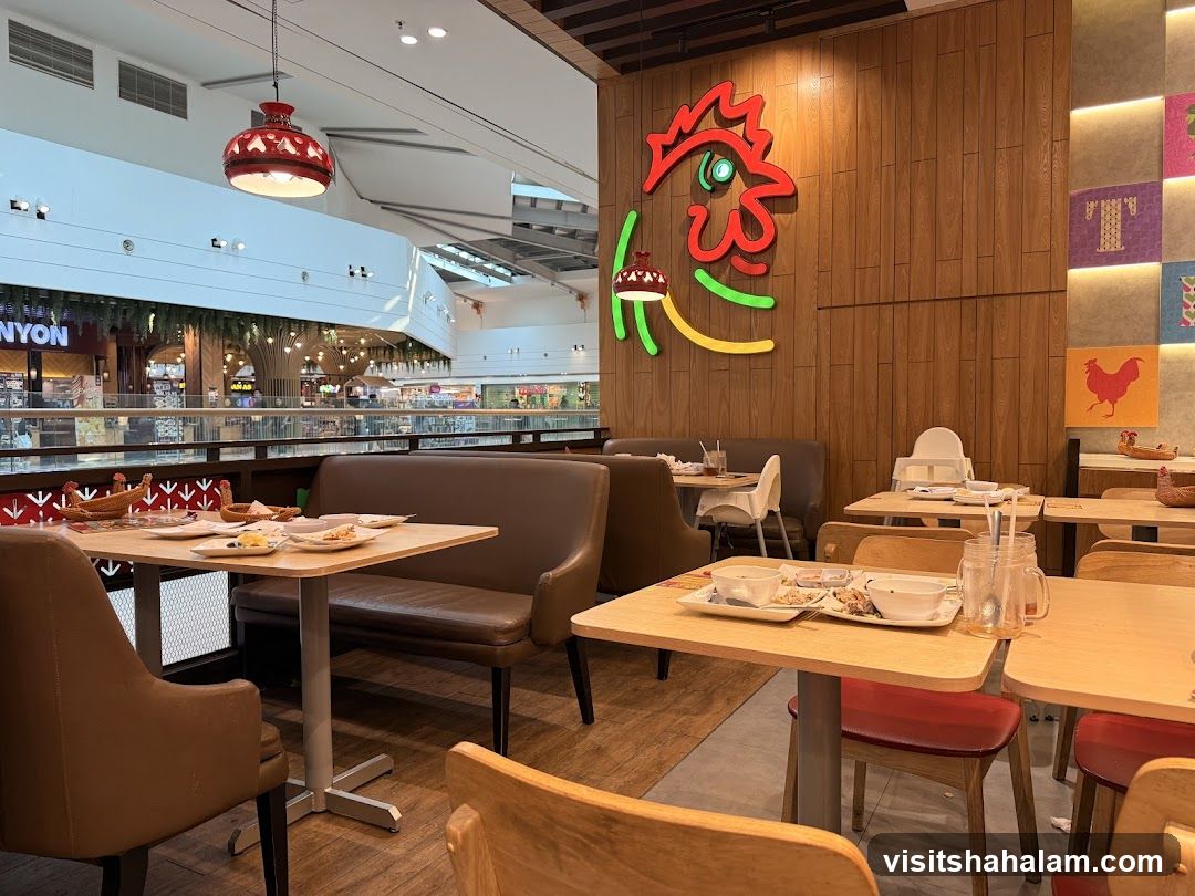 Restaurant Interior with Chicken Logo