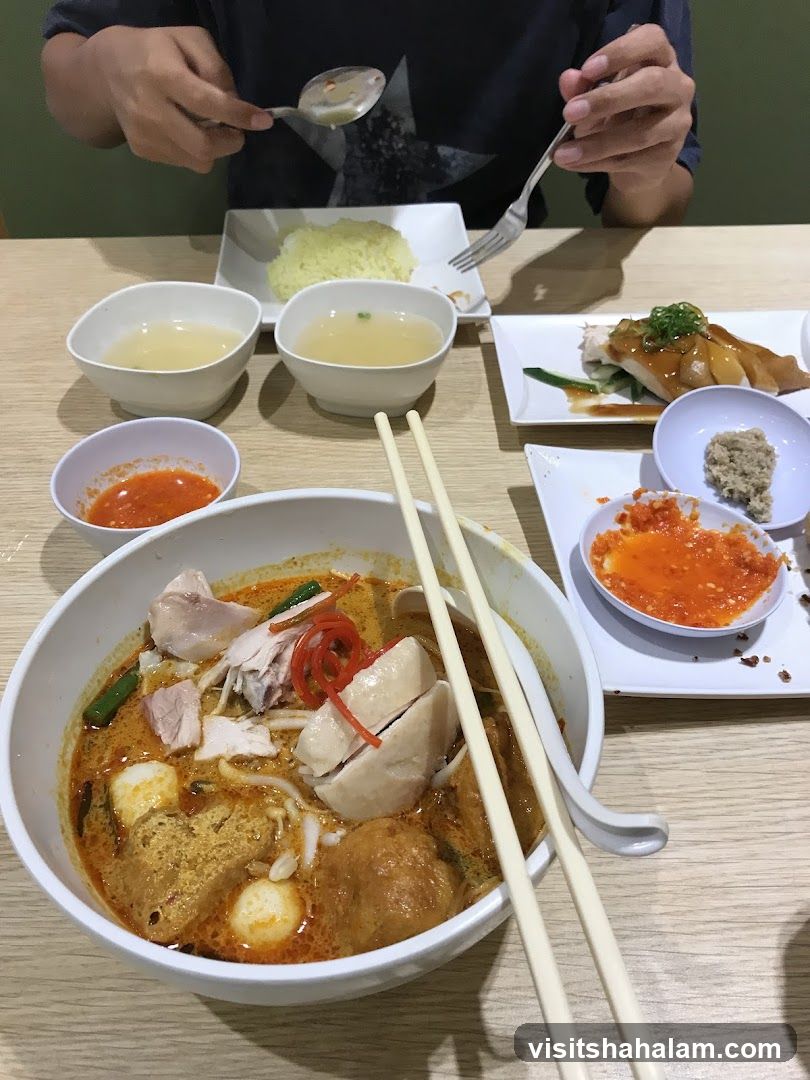 Chicken Curry Laksa and Hainanese Chicken Rice