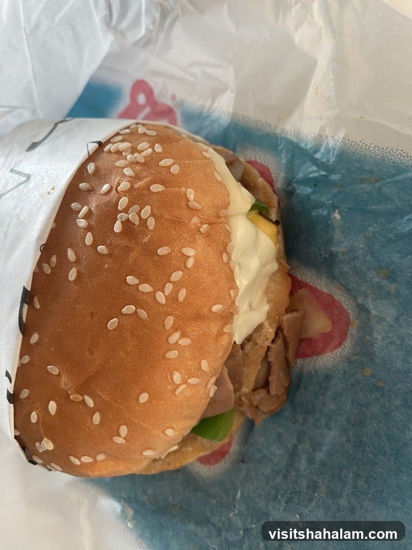 Burger in wrapper