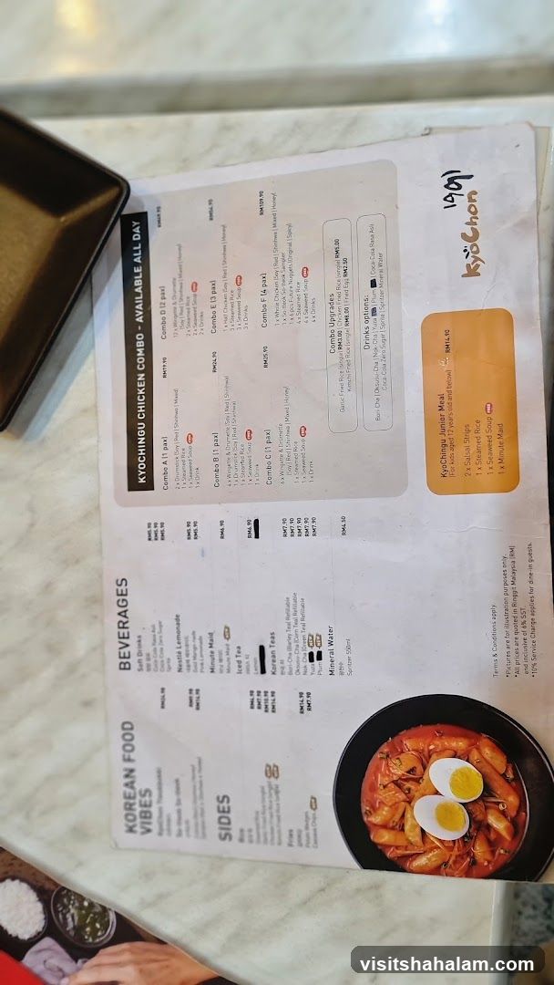 KyoChingu Chicken Combo Menu