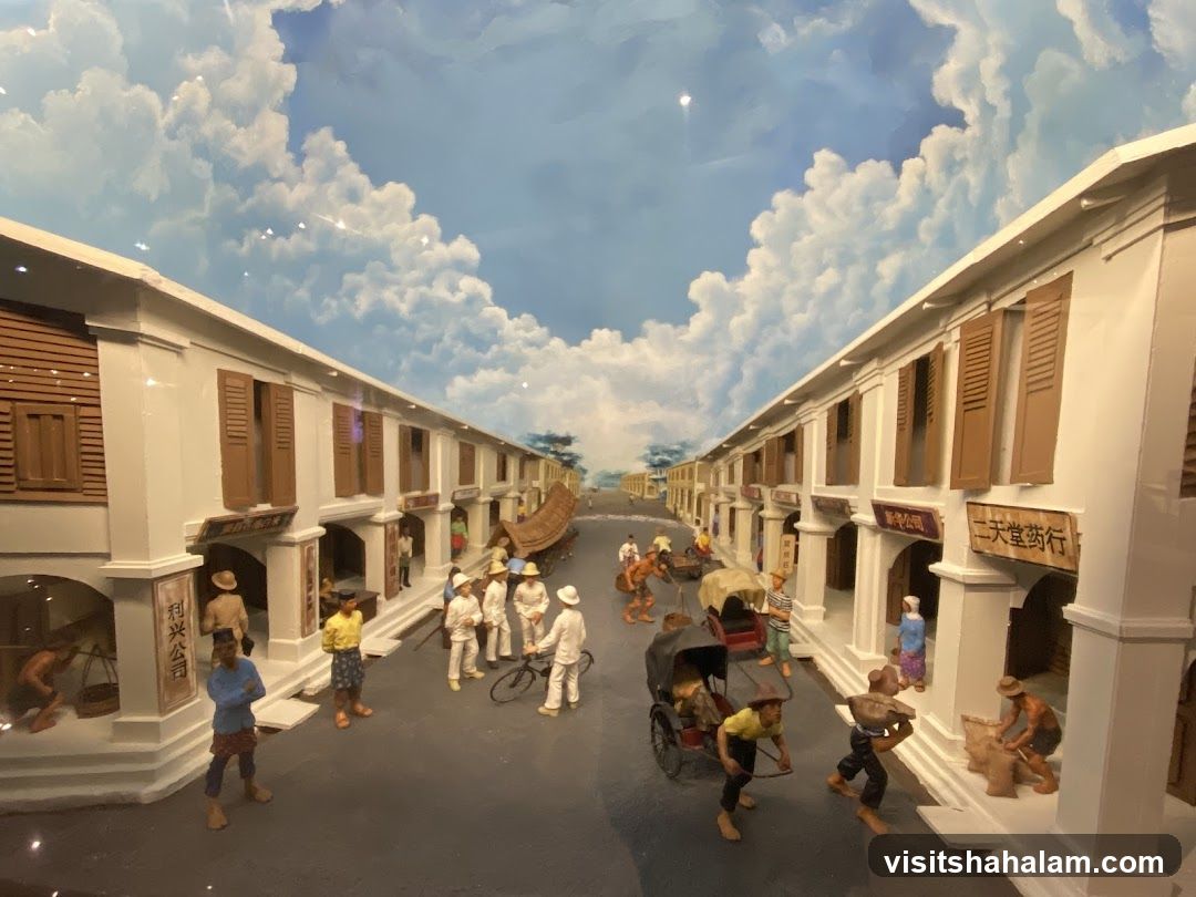 Diorama of a bustling street scene
