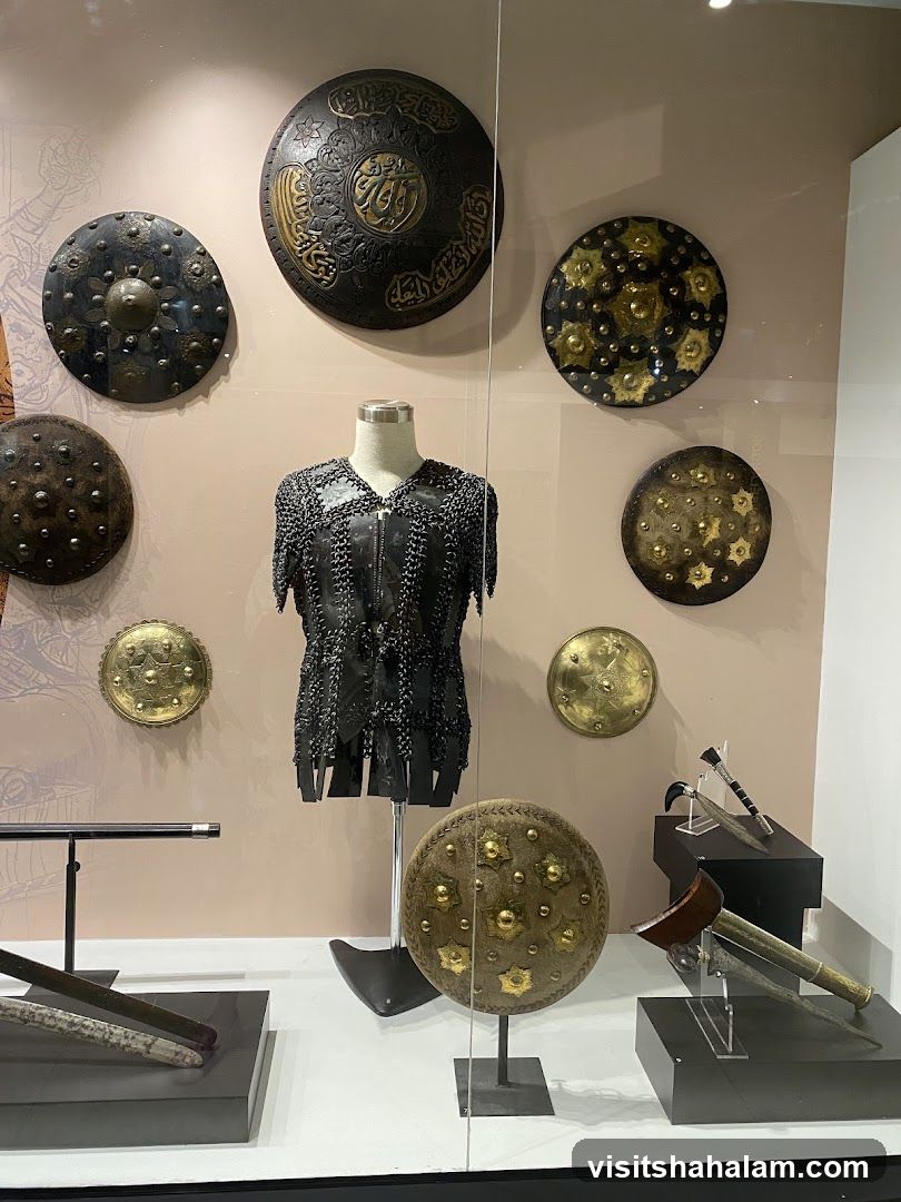 Museum Display of Ancient Armor and Shields