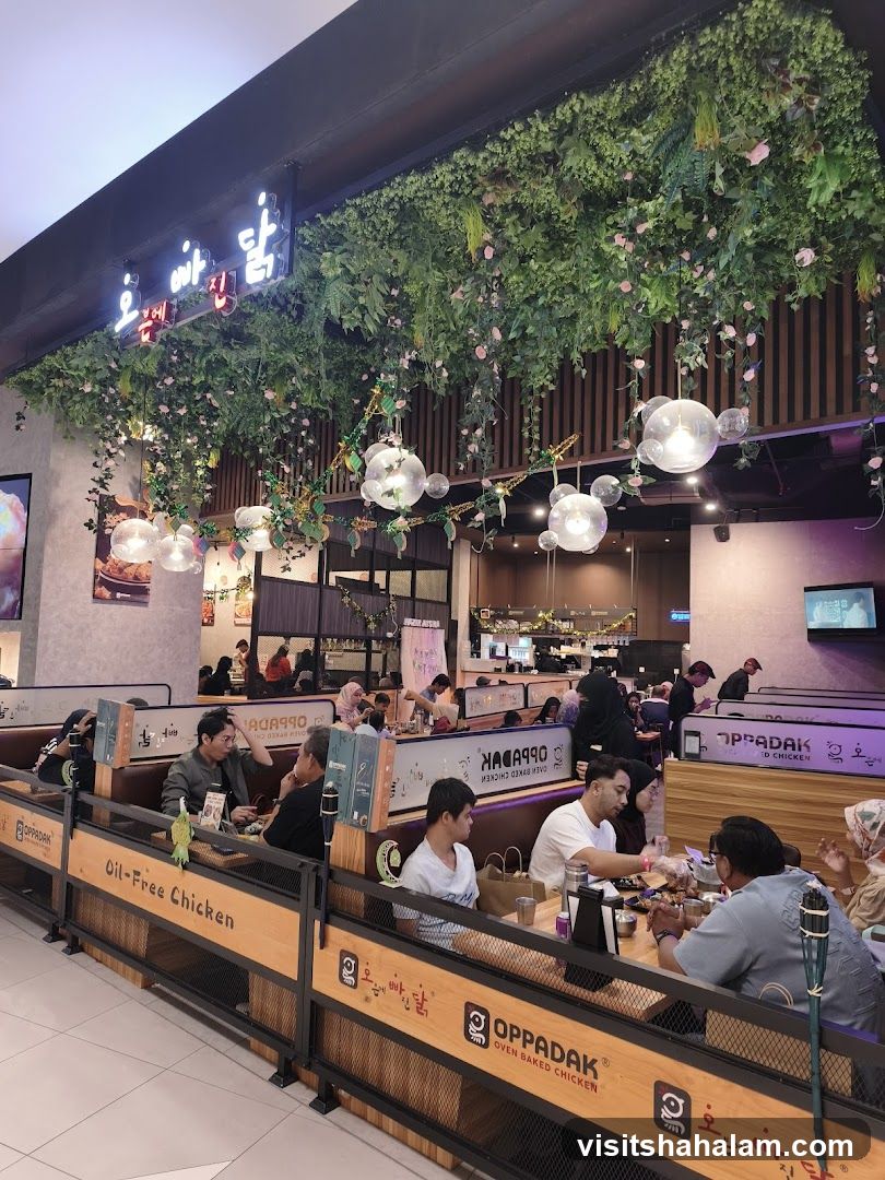 Restaurant Interior with Greenery and Lighting