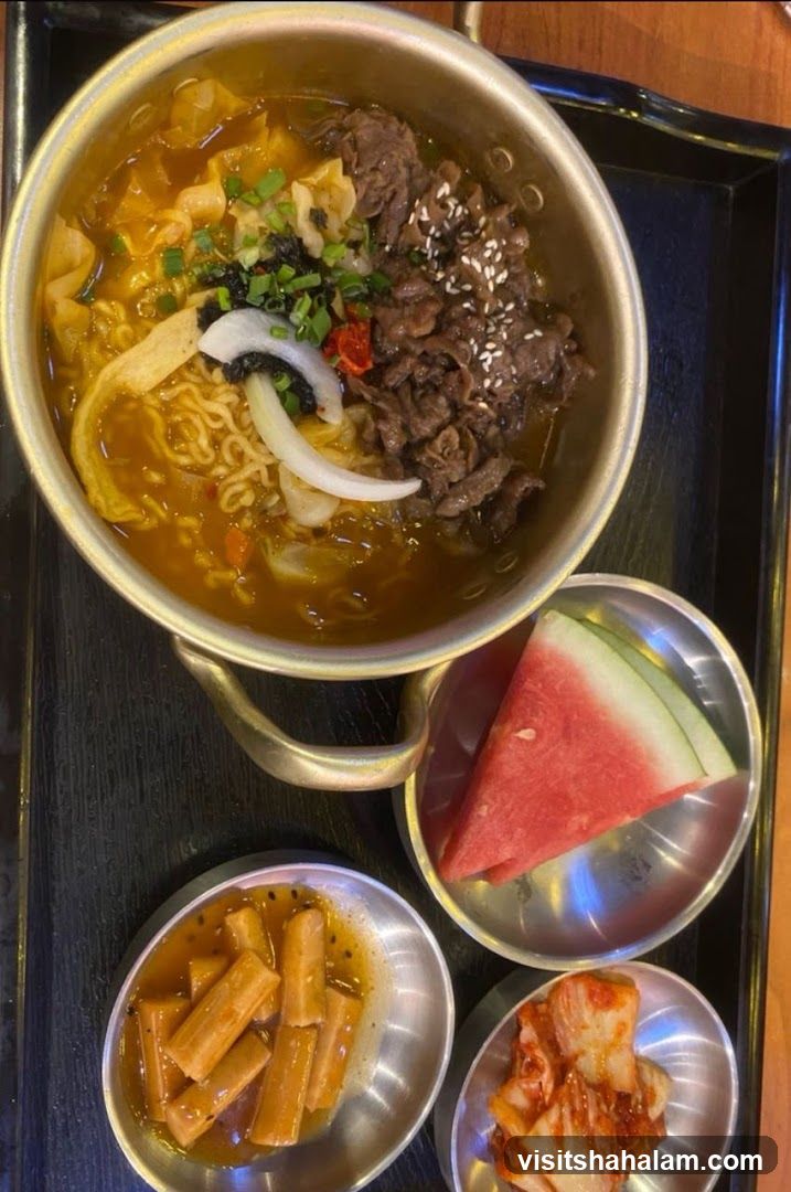Korean Meal with Beef and Ramen