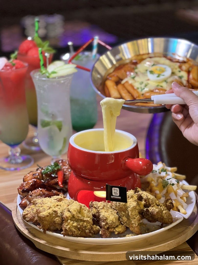 Cheese Fondue Platter with Drinks