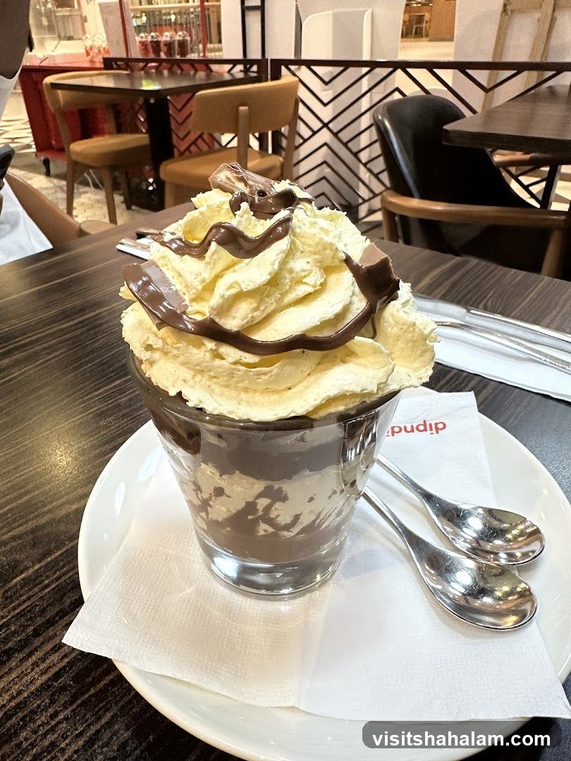 Dessert with Whipped Cream and Chocolate Drizzle