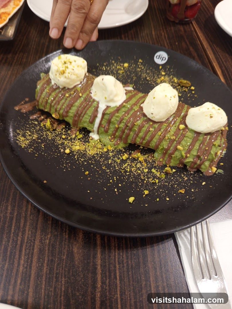 Dessert with Ice Cream and Pistachios