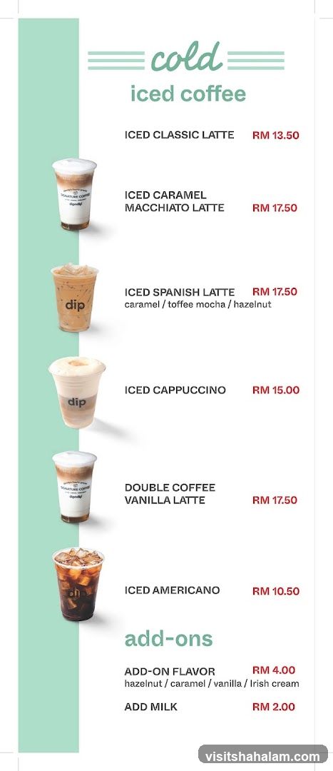 Cold Iced Coffee Menu