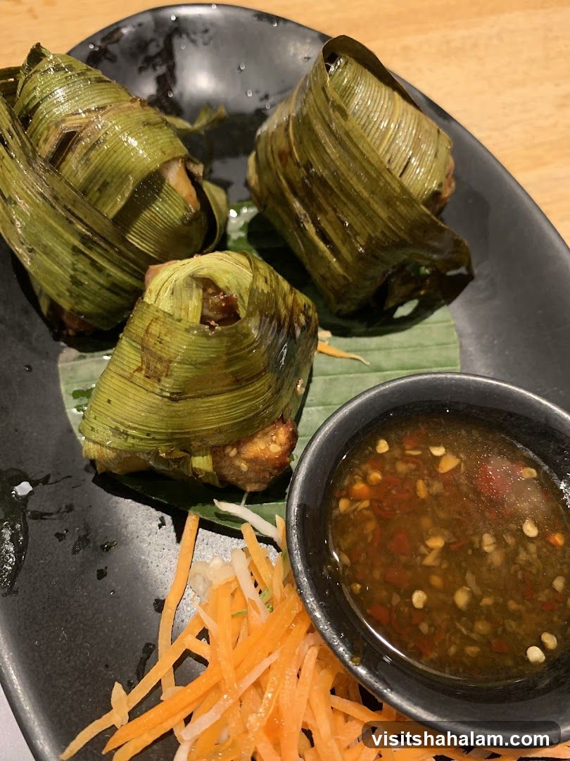 Chicken wrapped in pandan leaves