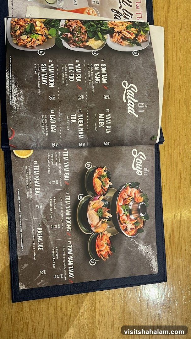 Thai Salad and Soup Menu