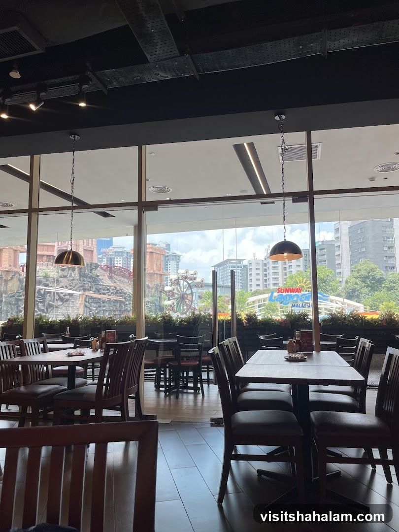 Restaurant Interior with City View