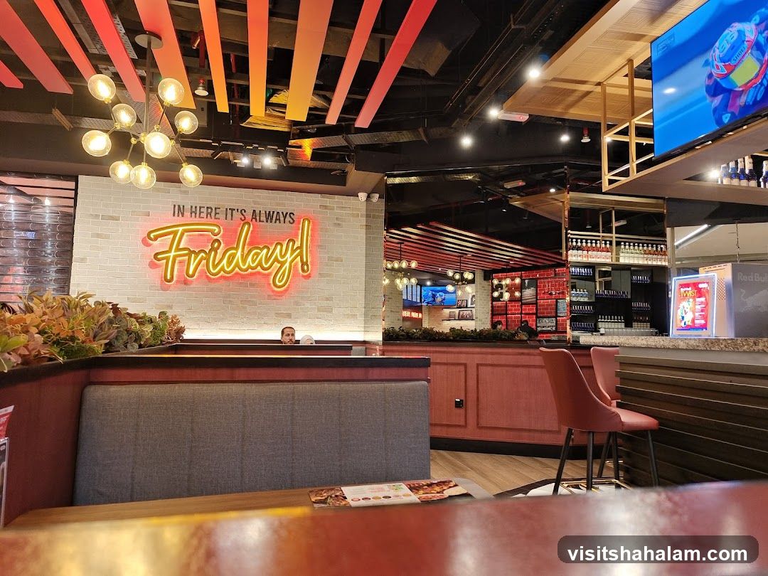 Restaurant Interior with Neon Sign