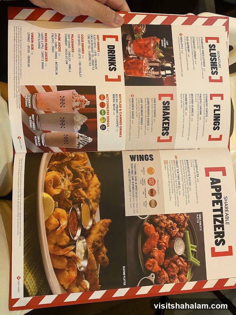 Drinks, Slushes, Flings, Shakers, Appetizers, and Wings Menu