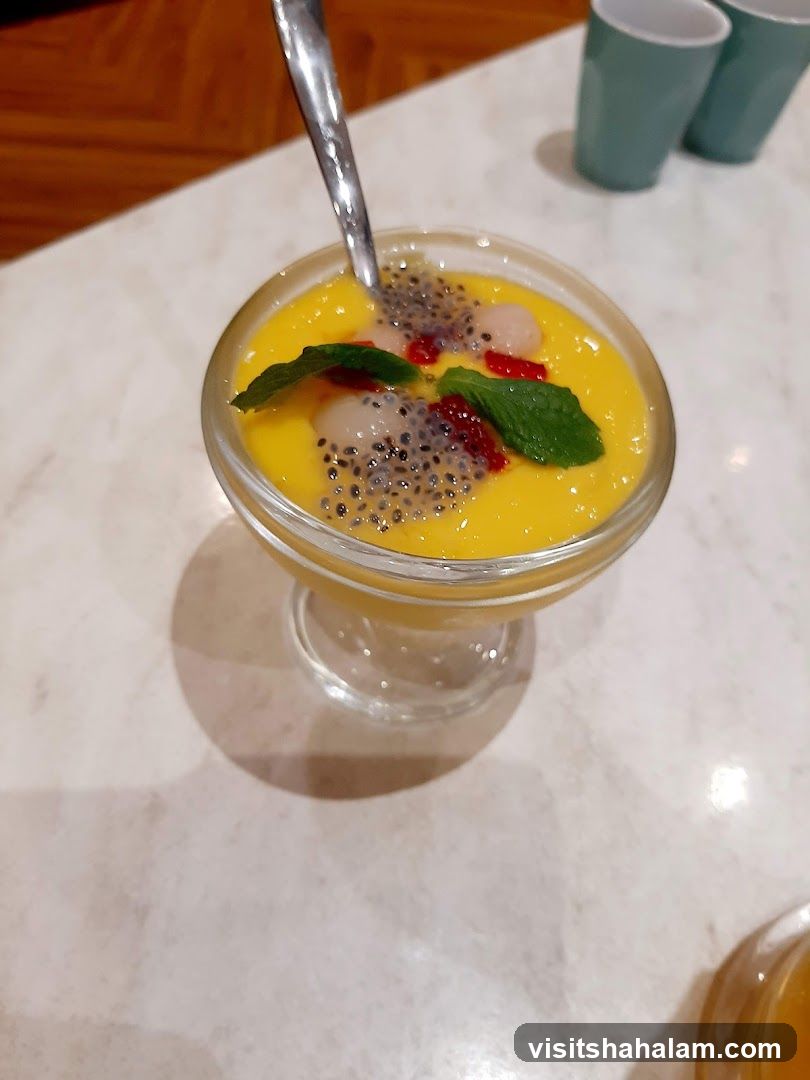 Mango dessert with toppings