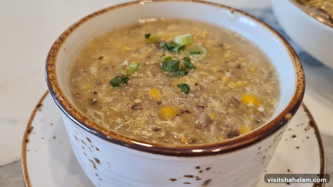 Bowl of Corn and Egg Drop Soup