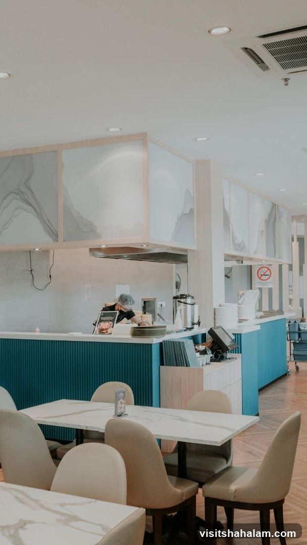 Restaurant Interior with Serving Counter