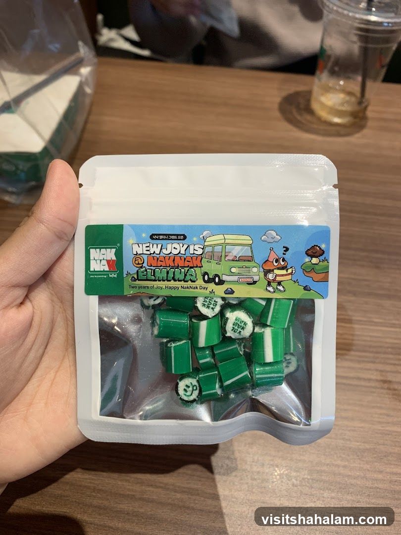 Bag of Green and White Striped Candies