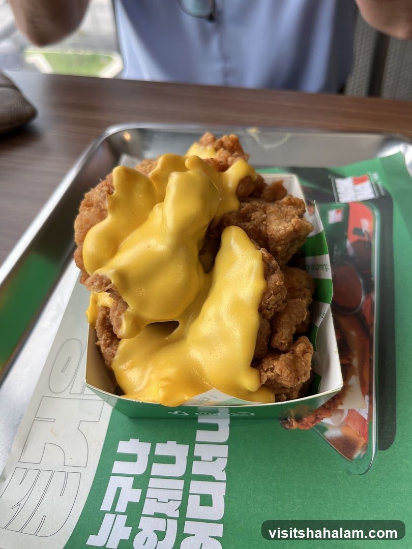 Cheese-covered fried chicken