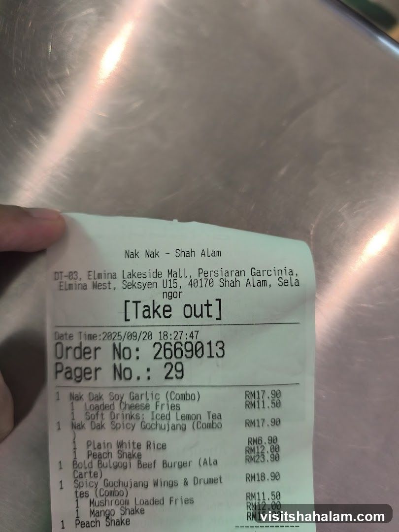 Nak Nak - Shah Alam Receipt