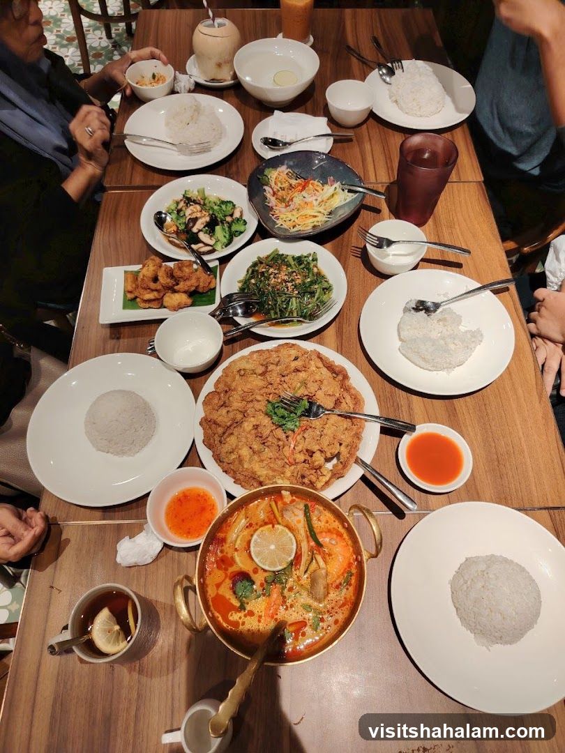 A table full of Thai food