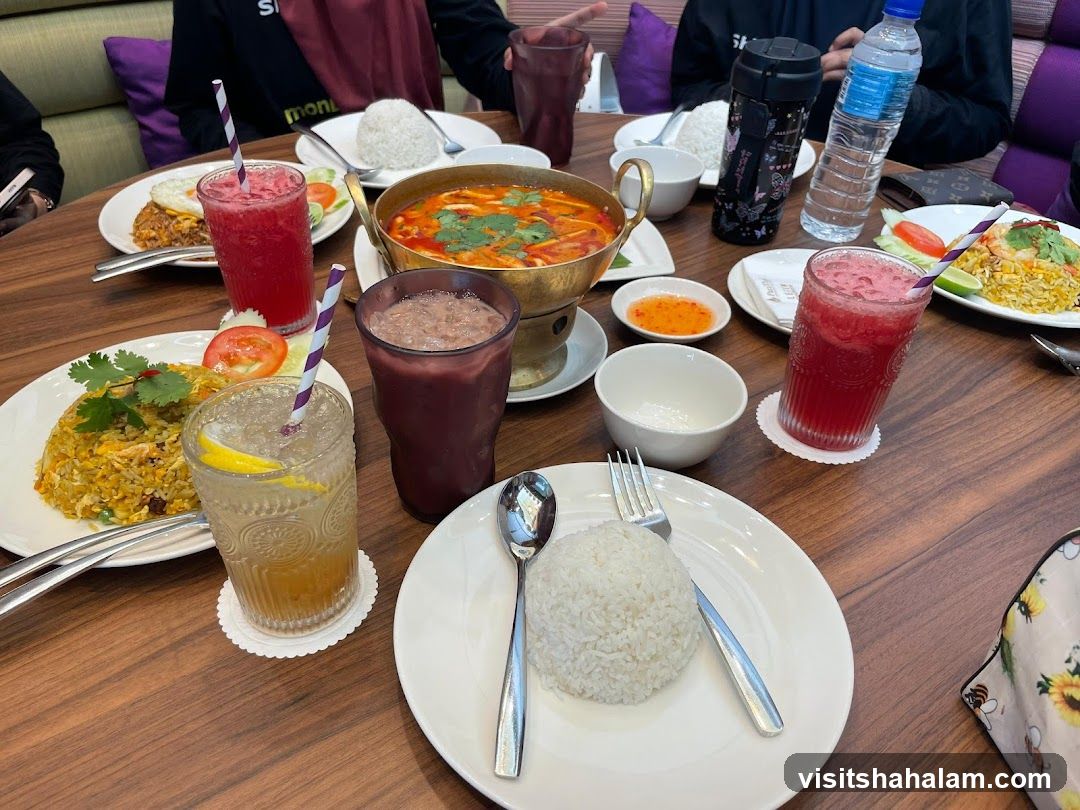 Table with Thai Food and Drinks