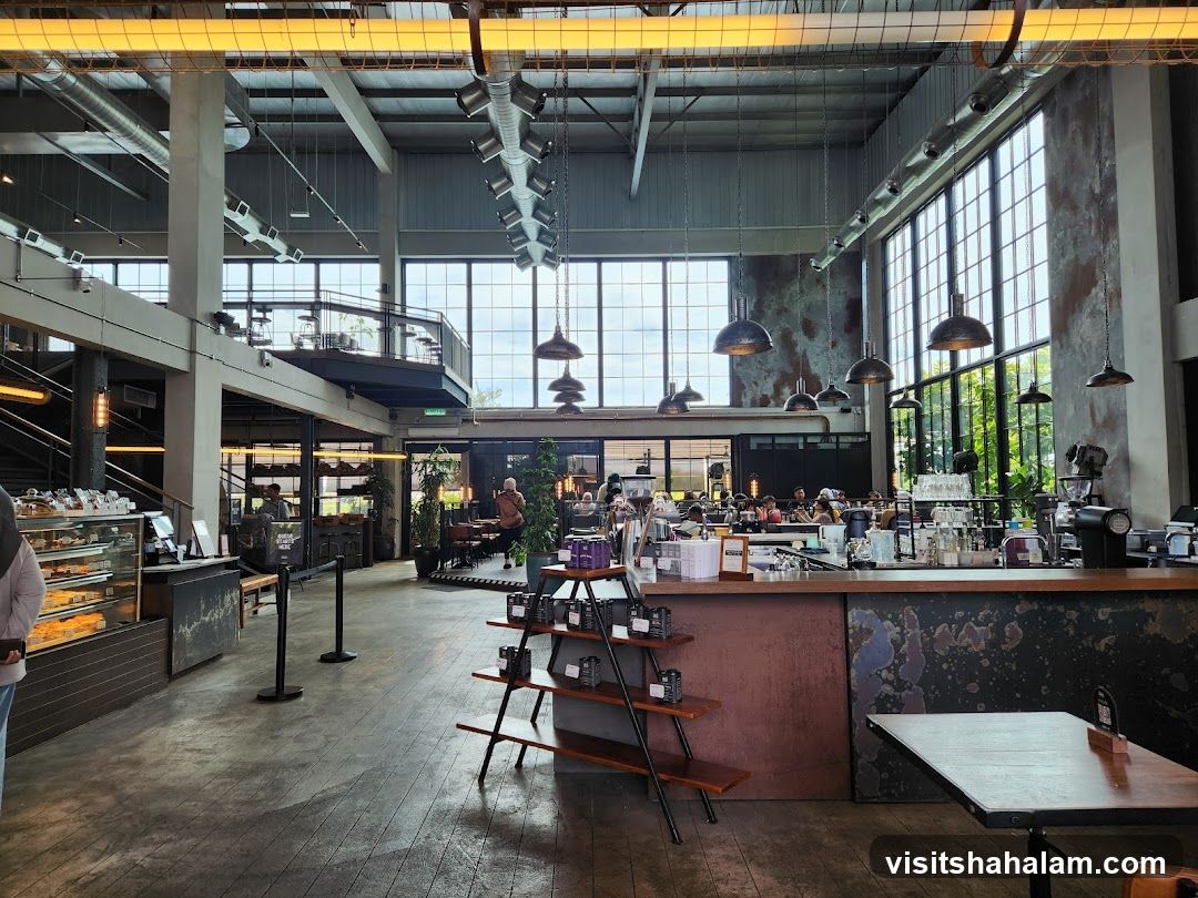Spacious Cafe Interior with Industrial Design