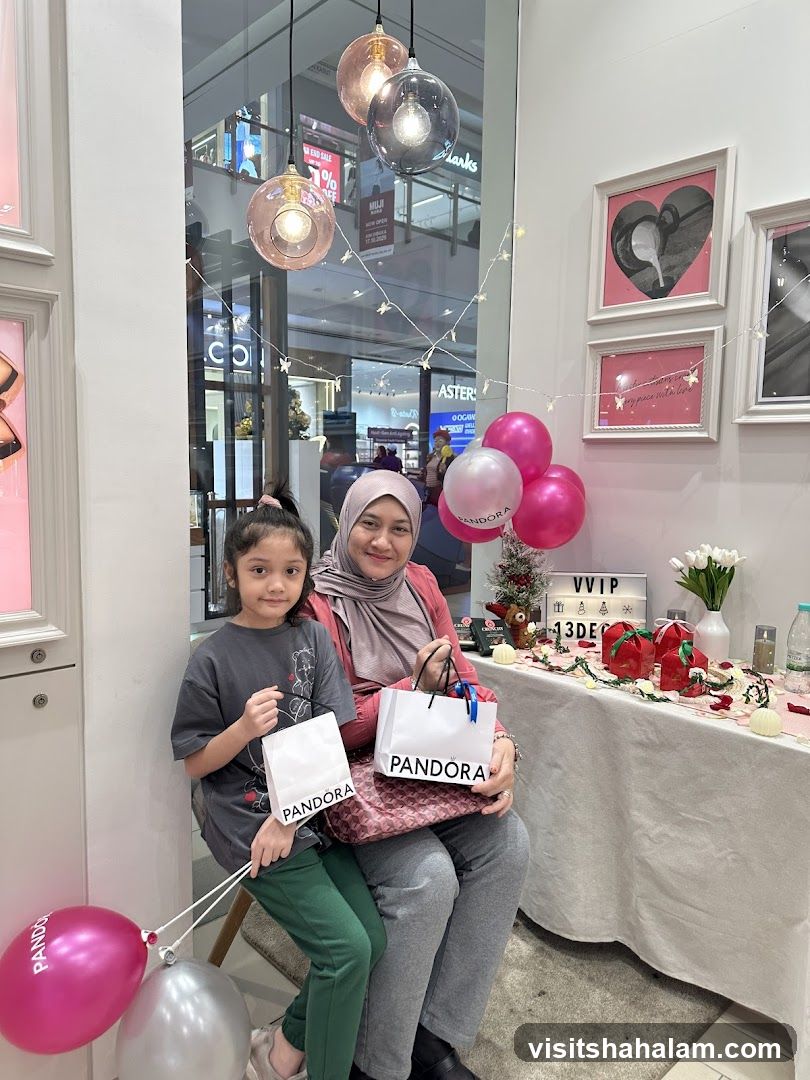 Mother and daughter with Pandora shopping bags
