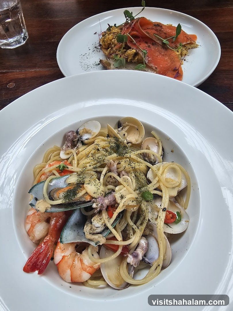Seafood Pasta and Smoked Salmon Dish