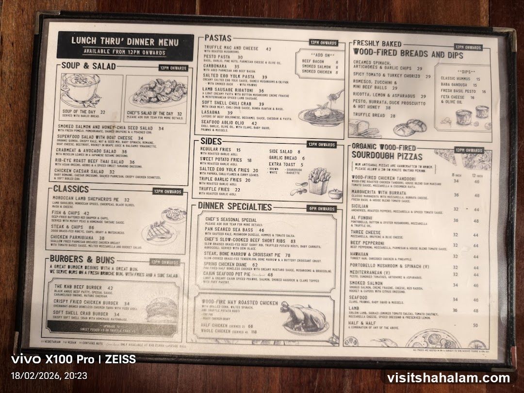 LUNCH THRU' DINNER MENU