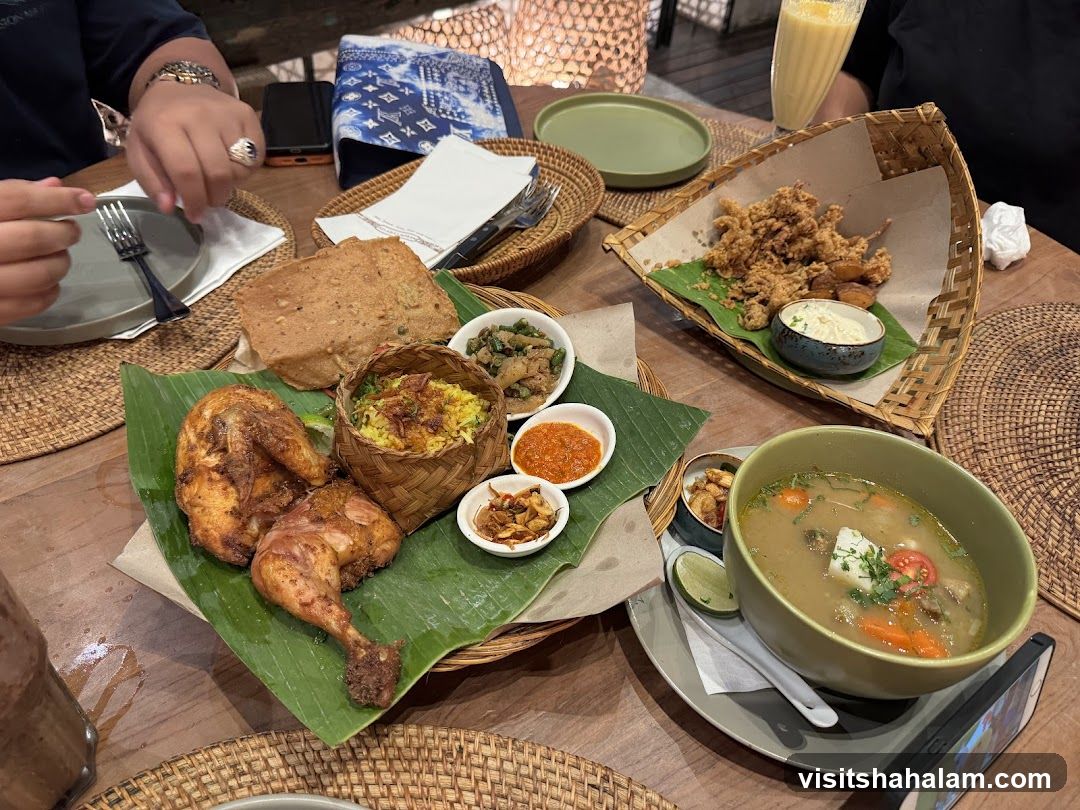 Table with food and drinks