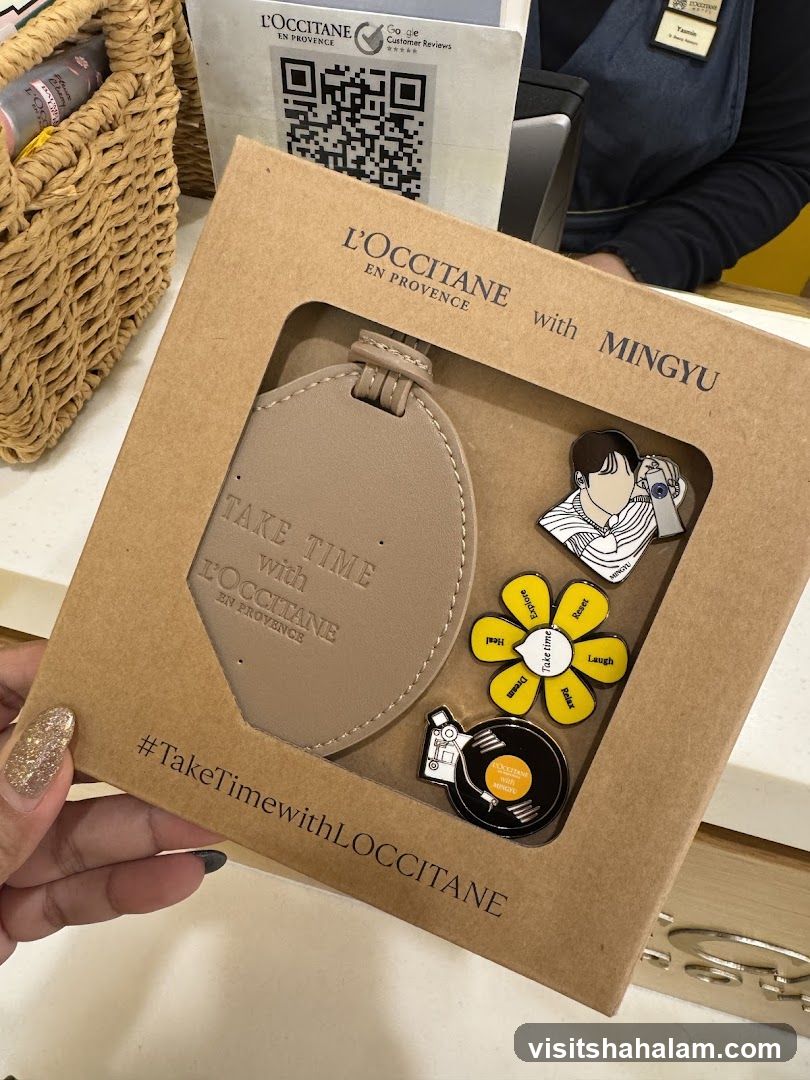 L'Occitane gift set with pins and mirror