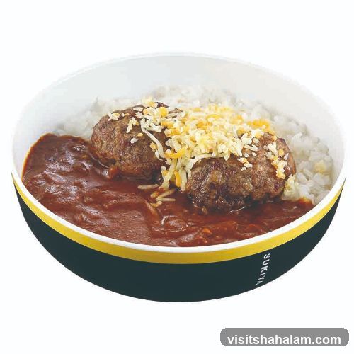 Curry Rice with Hamburg Steaks and Cheese