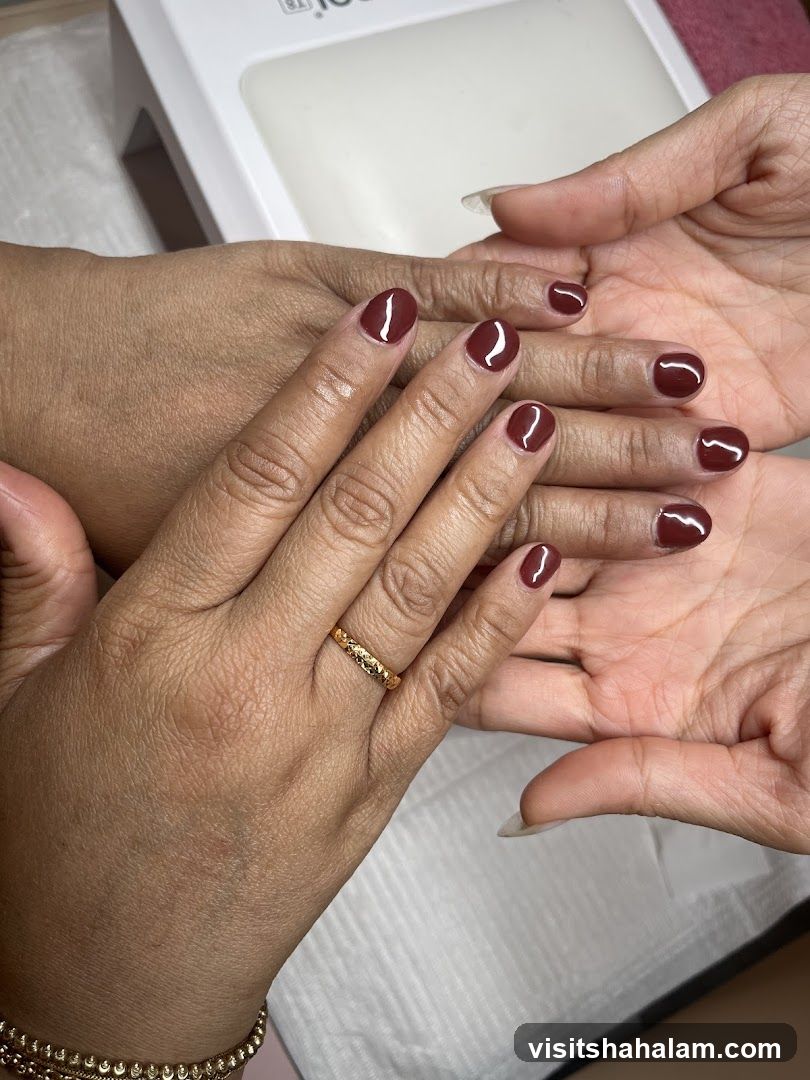 Close-up of manicured hands