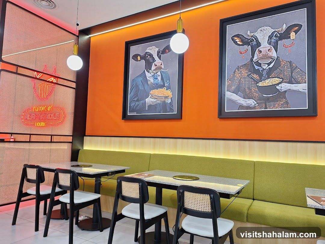 Restaurant Interior with Cow Art