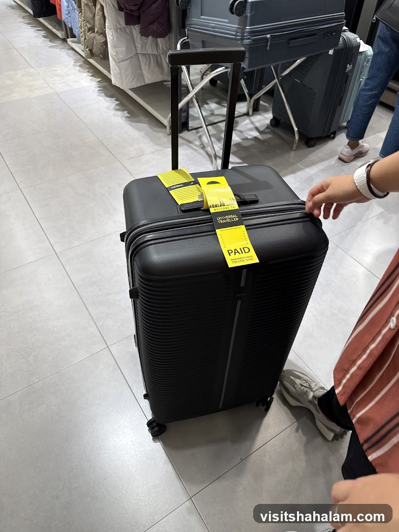 Black Suitcase with Yellow Tags