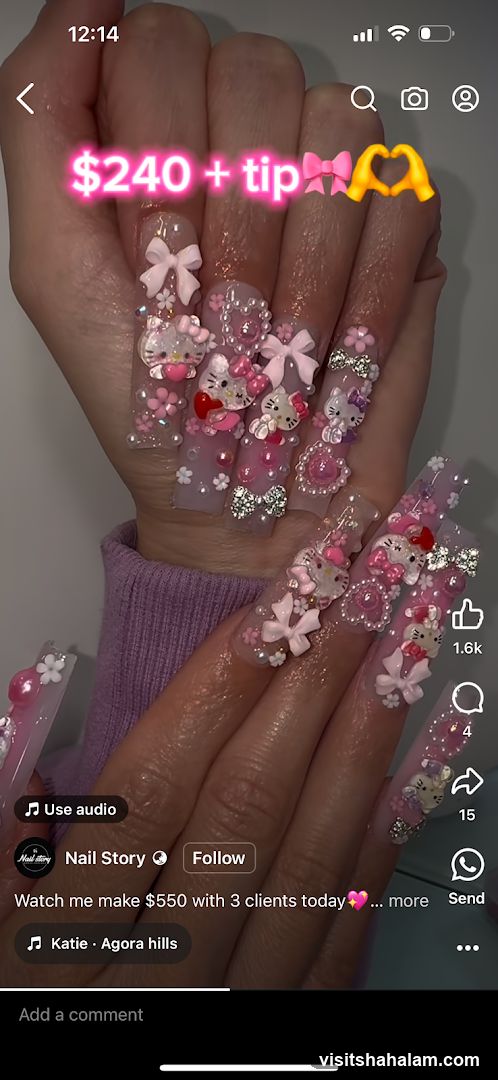 Hello Kitty Themed Nails