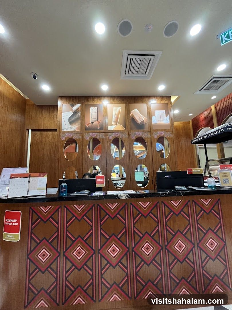 Counter with decorative panels and product displays