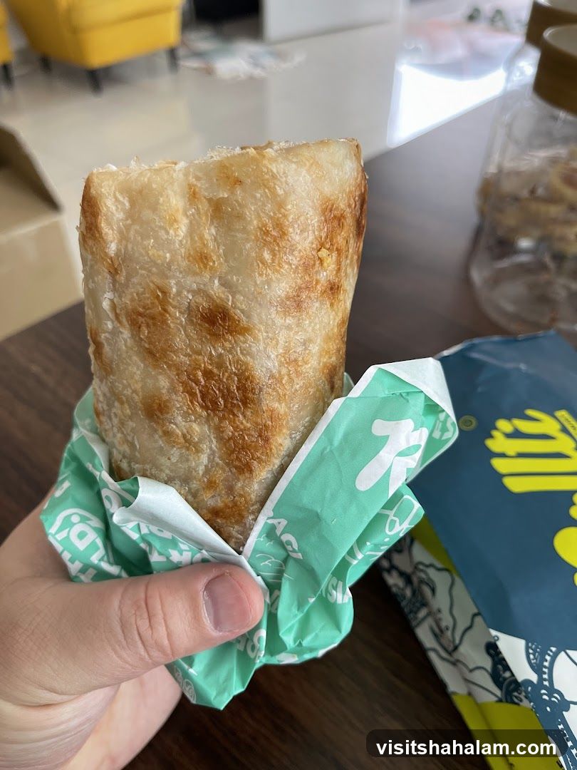 Hand holding a food wrap