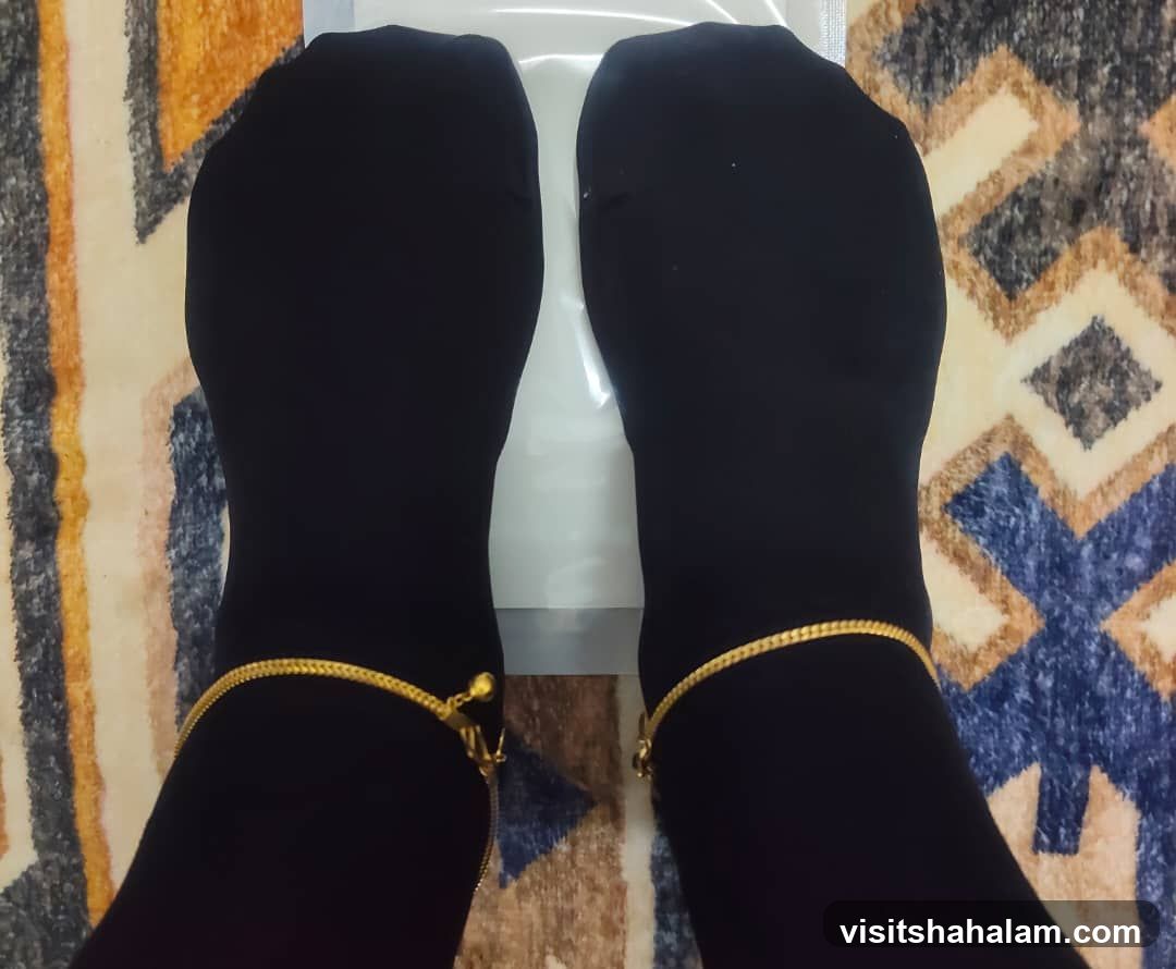 Black Stockings with Gold Anklets
