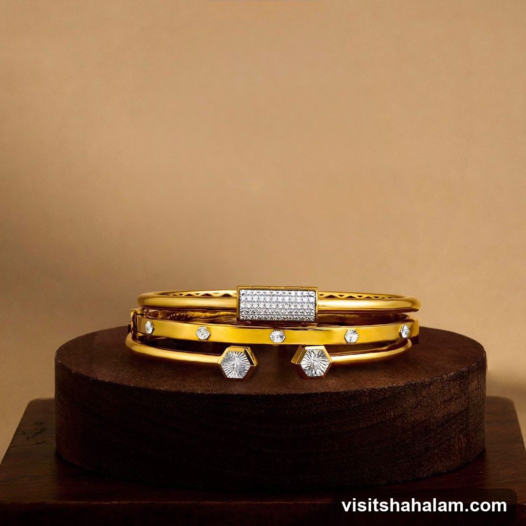 Gold Bangles with Diamonds