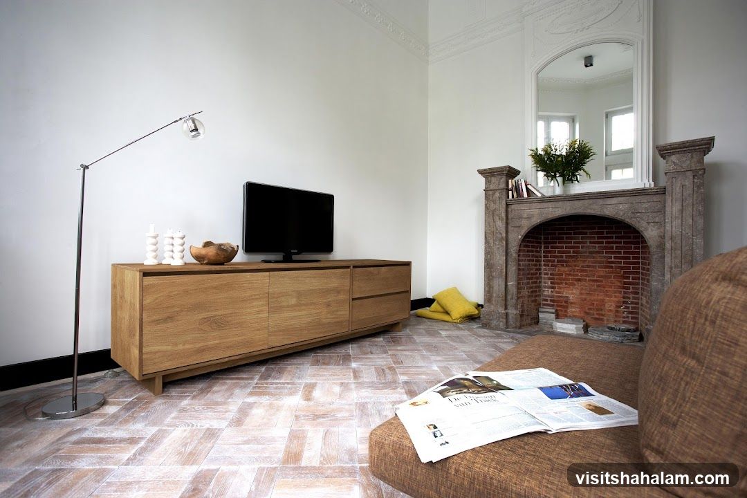 Living Room with Fireplace and Media Console