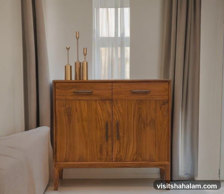 Wooden Cabinet with Candlesticks