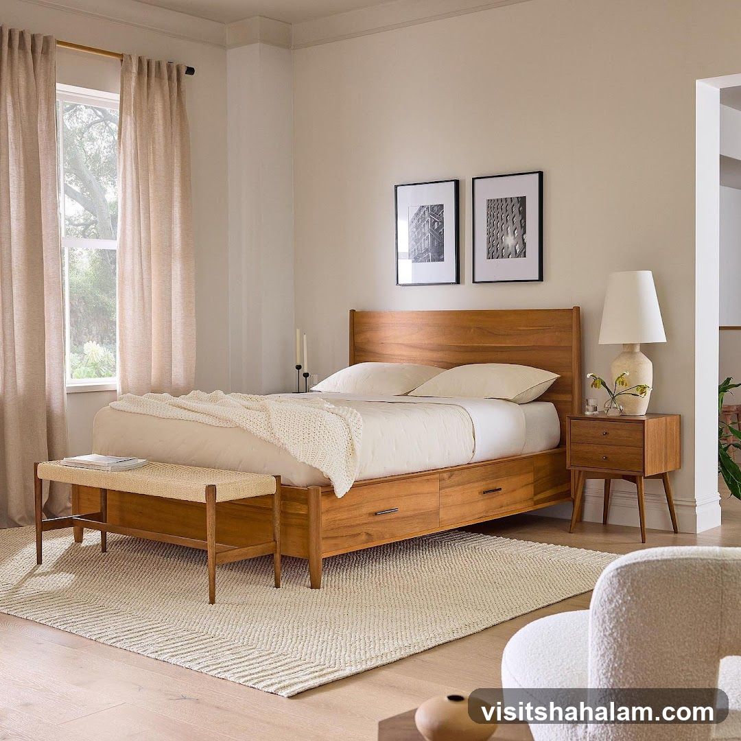 Modern Bedroom with Wooden Furniture
